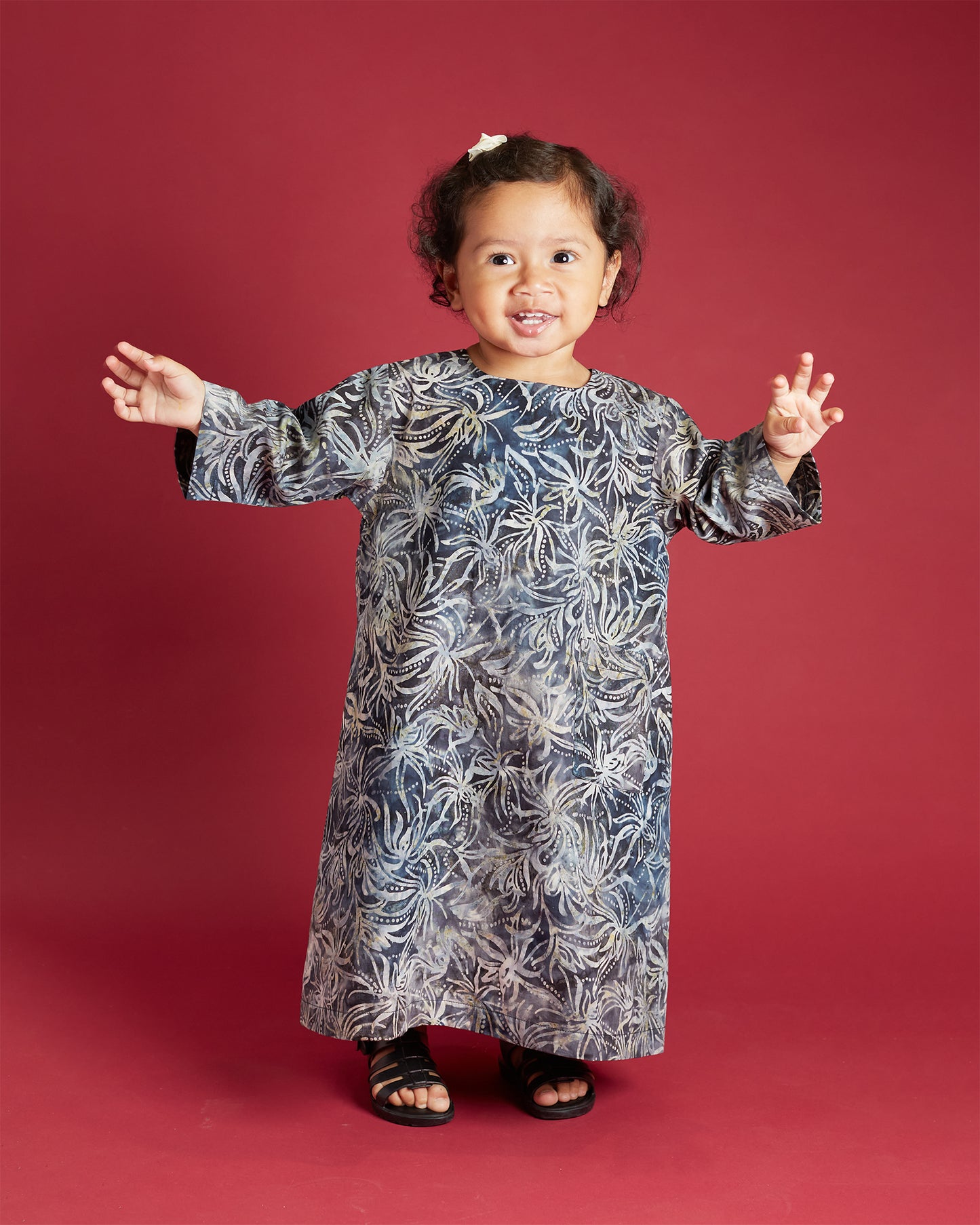 Girls: Flowerdot Dress (Navy)