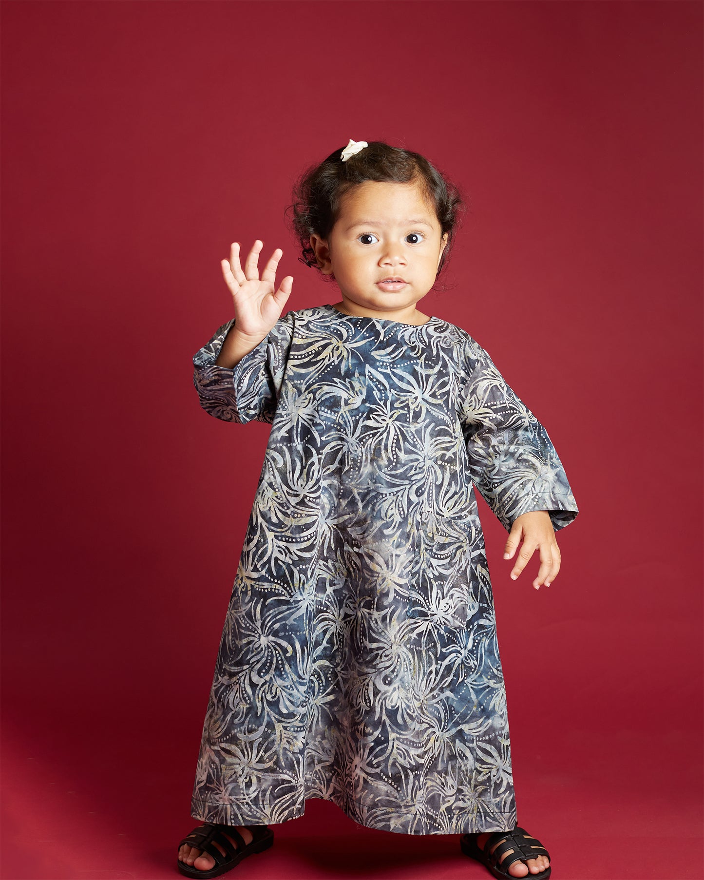 Girls: Flowerdot Dress (Navy)