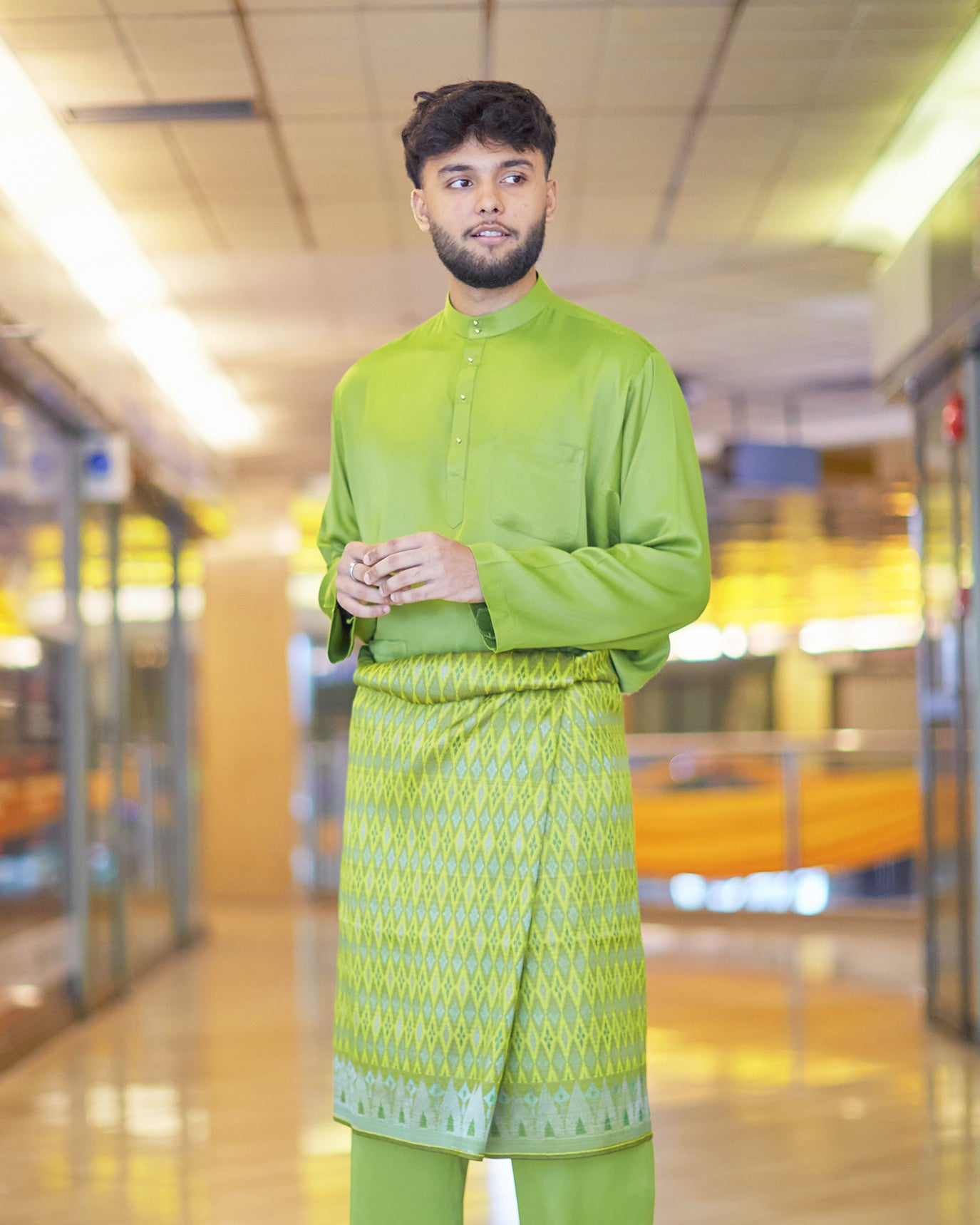Songket Samping: Lime Green
