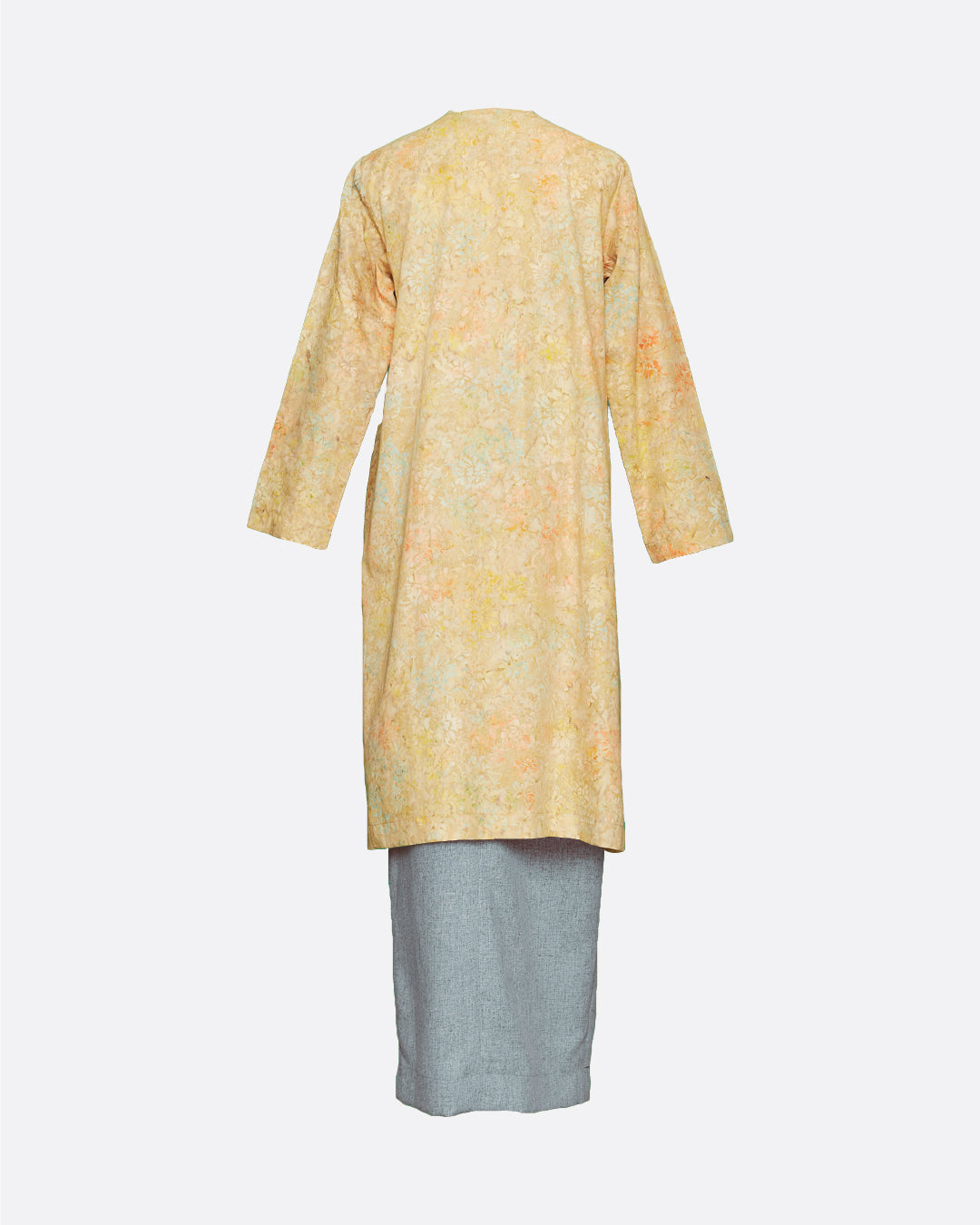 Women: Pastel Petals Kurung, Grey Skirt