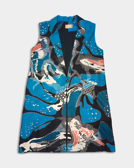 Sleeveless Peacoat: Cracked Illusion
